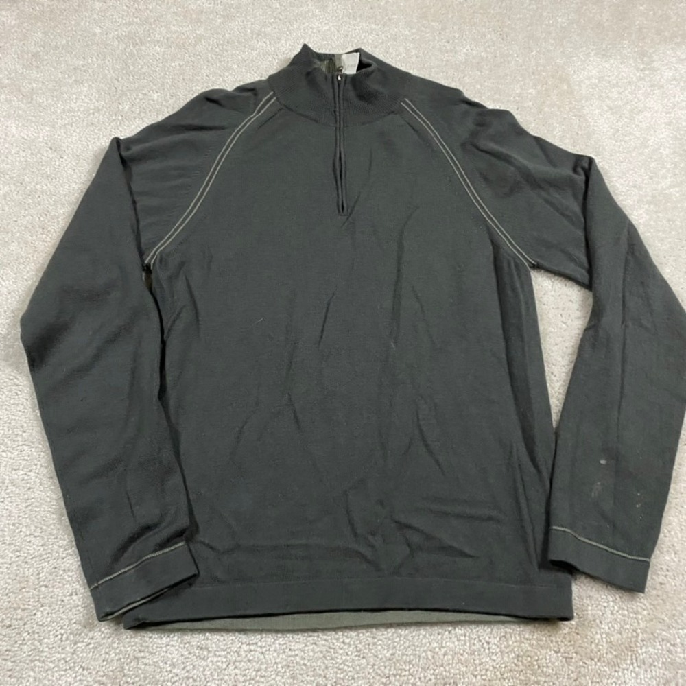 Horny Toad Sweater Mens M Merino Wool Quarter Zip Gray Raglan Pullover Gorpcore